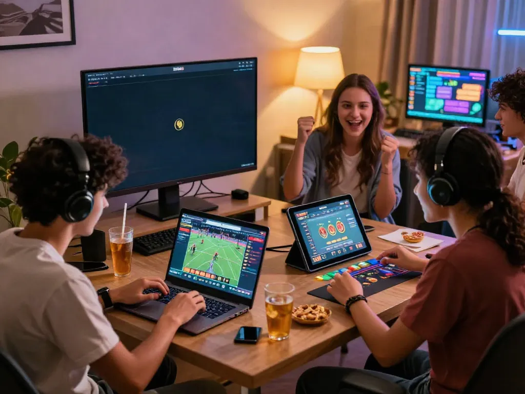 Engaging atmosphere at trang chủ sin88 with friends enjoying diverse gaming activities.