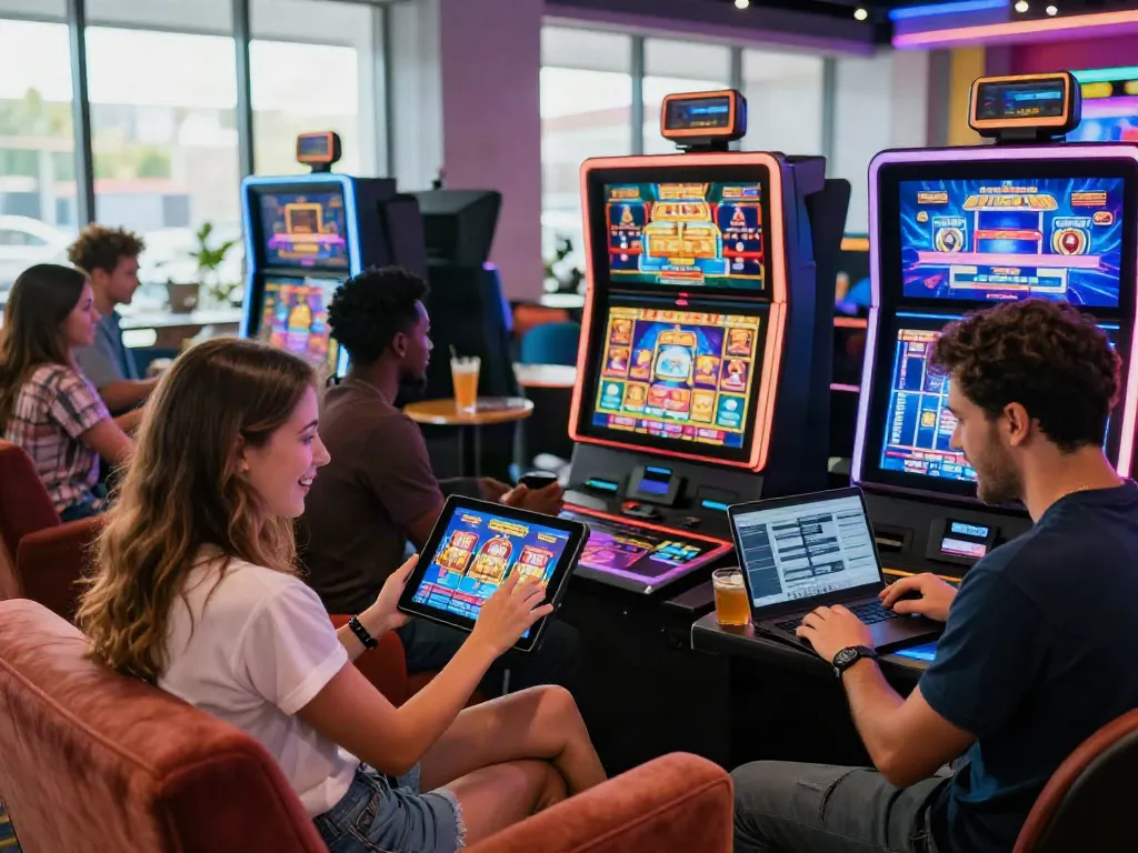 Exciting atmosphere showcasing the best credit card casinos with players enjoying a vibrant online gaming experience.