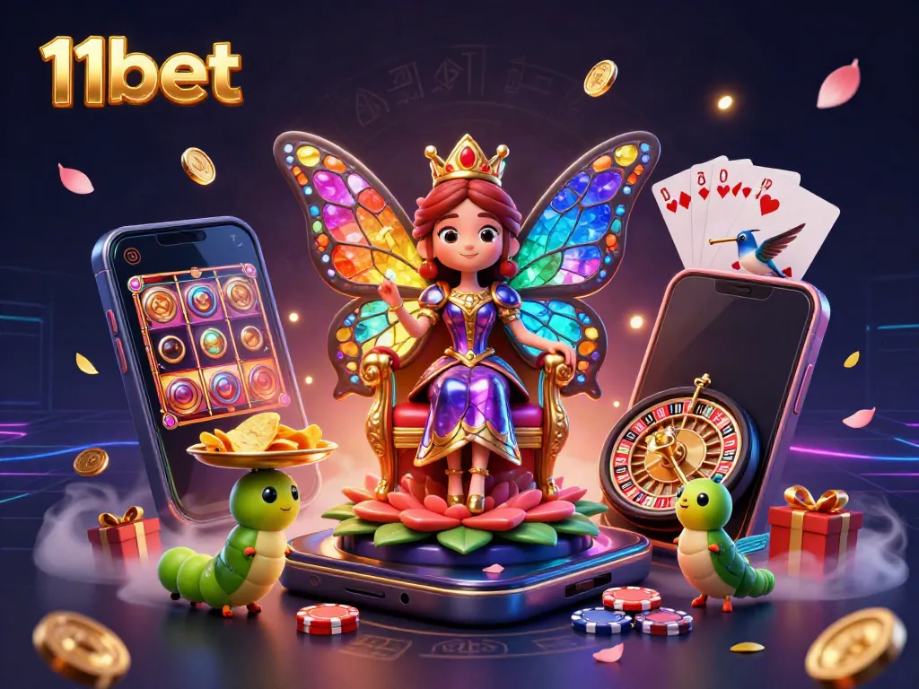 Experience vibrant casino excitement with 11bet's butterfly queen and golden treasures.