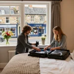 Where to stay in Skipton: Cozy room at Town House B&B with inviting decor and warm light.
