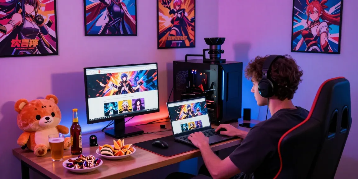 Enjoy engaging hentai game online with diverse characters in a vibrant gaming setup.