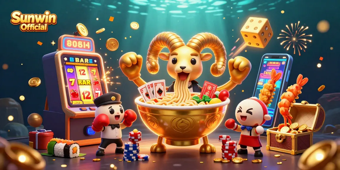 Engage with Sunwin Official's vibrant casino scene featuring animated characters and jackpot excitement.