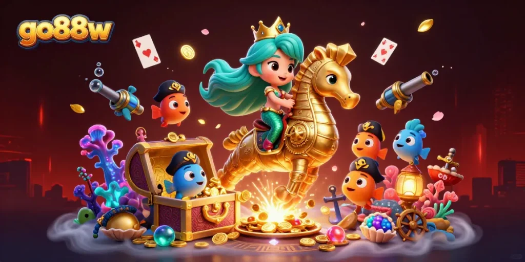 Experience the thrilling adventure of go88w with vibrant underwater scenes full of treasure and action.