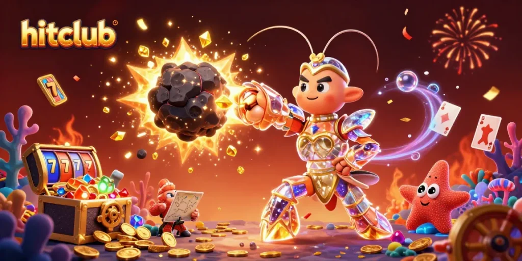 Experience hitclub's dynamic casino adventure with vibrant characters and glamorous gold treasures.